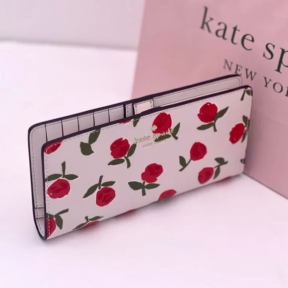 Kate Spade Rose Dana Large Slim Bifold Wallet - Picture 2 of 10